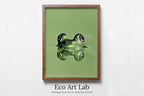Framed view of Frog Sitting in Pond Wall Art Print. Green Frog Art Instant Download Green Animal Nursery Printable Art. Digital Painting Nursery Wall Art – printable wall art digital download.