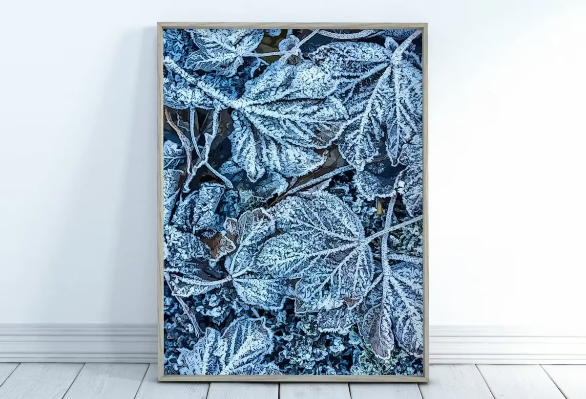 Frosty Morning Leaves Printable Wall Art. Leaves Print Winter Abstract Wall Art. Home or Office Decor Nature Print, Digital Instant Download – Printable Wall Art