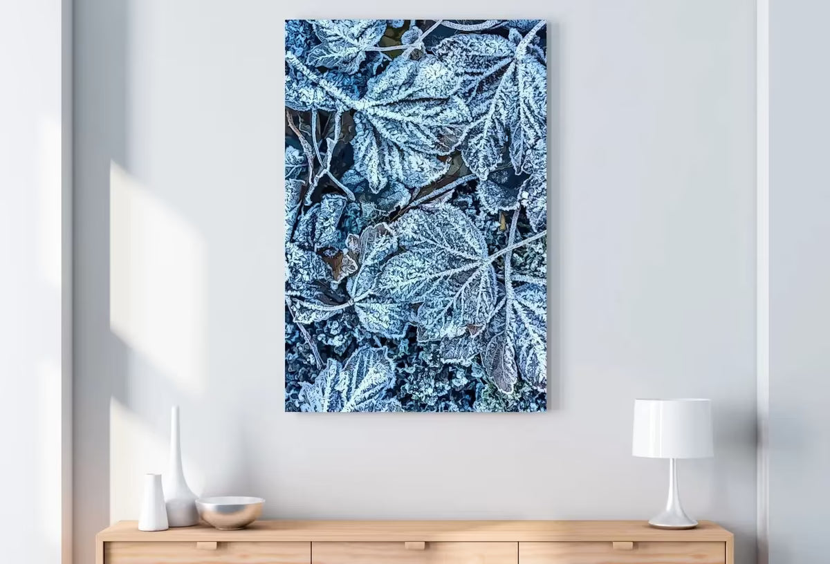 Frosty Morning Leaves Printable Wall Art. Leaves Print Winter Abstract Wall Art. Home or Office Decor Nature Print, Digital Instant Download – Printable Wall Art