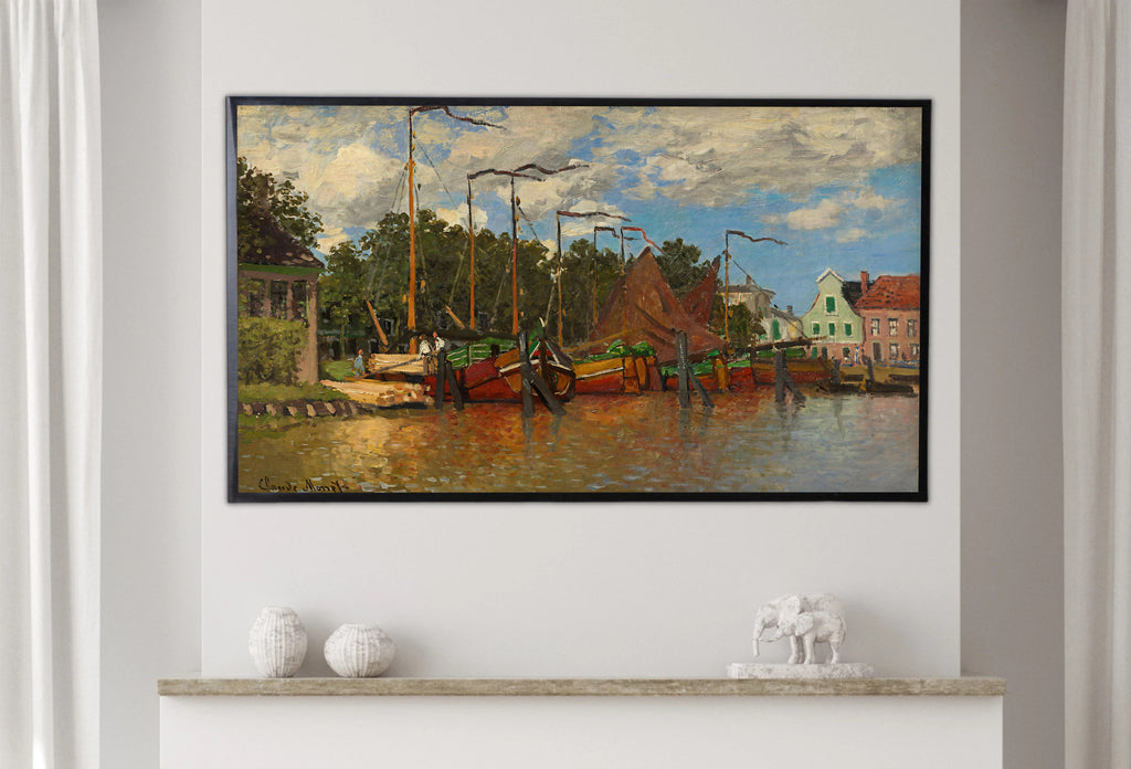 Samsung Frame TV Art 4K - Boats at Zaandam - Famous Claude Monet