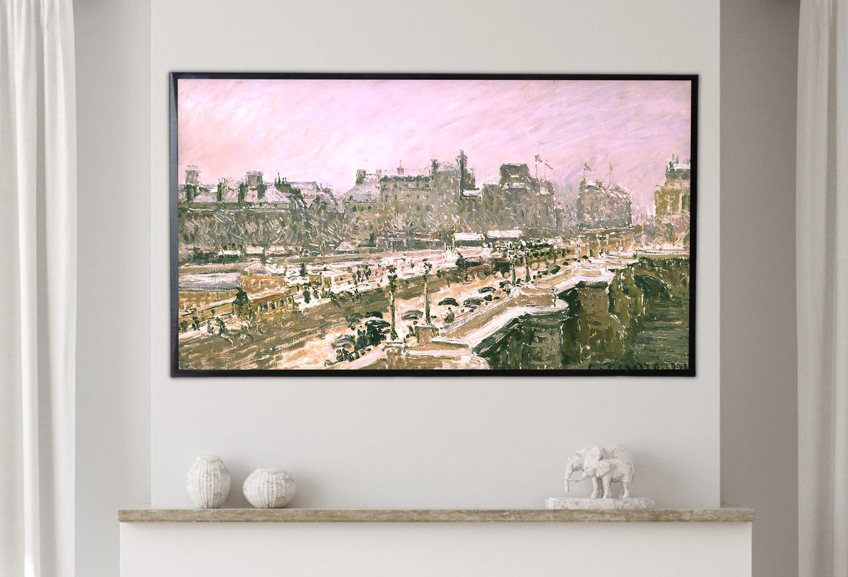 Samsung Frame TV Art 4K - Pissarro-The Pont Neuf Snow Effect - Famous Camille Pissarro