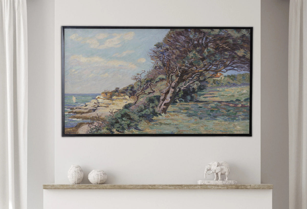 Samsung Frame TV Art 4K - The Customs Point Saint Palais - Famous Armand Guillaumin