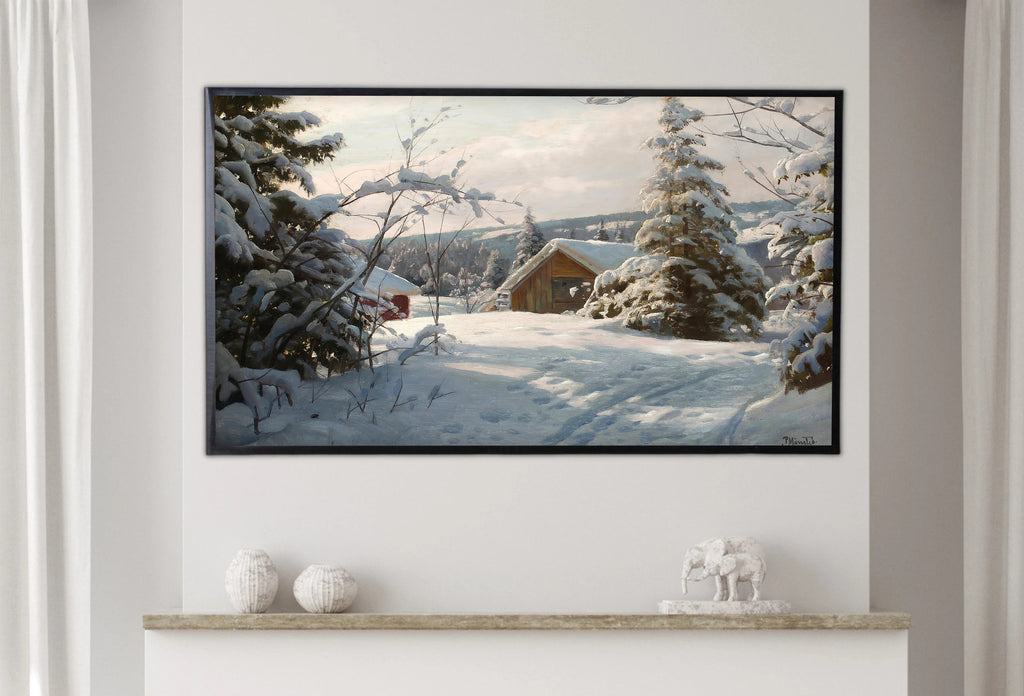 Samsung Frame TV Art 4K - Sunlit Winter Landscape - Famous Peder Mønsted