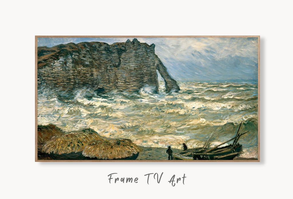 Samsung Frame TV Art 4K - Etretat Rough sea - Famous Claude Monet