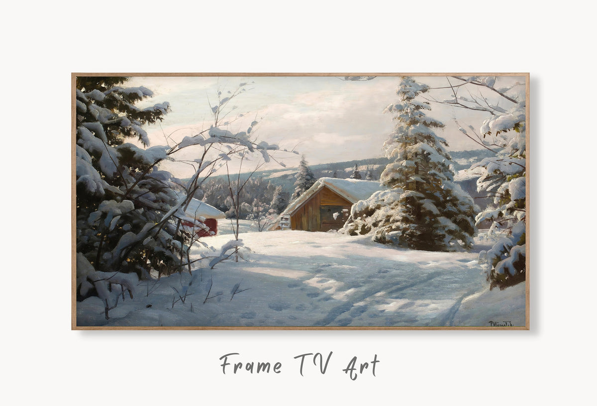 Samsung Frame TV Art 4K - Sunlit Winter Landscape - Famous Peder Mønsted