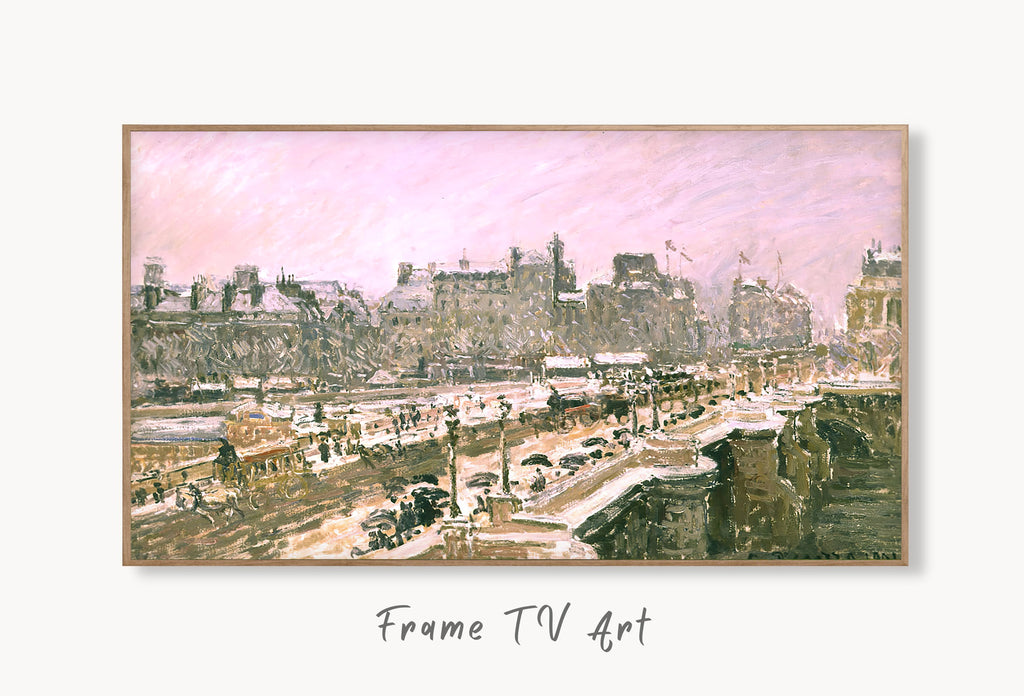 Samsung Frame TV Art 4K - Pissarro-The Pont Neuf Snow Effect - Famous Camille Pissarro