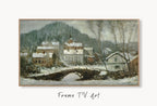 Samsung Frame TV Art 4K - Sandvika Village in the Snow - Famous Claude Monet