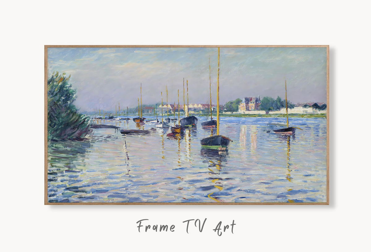 Samsung Frame TV Art 4K - Boats Moored on the Seine at Argenteuil - Famous Gustave Caillebotte