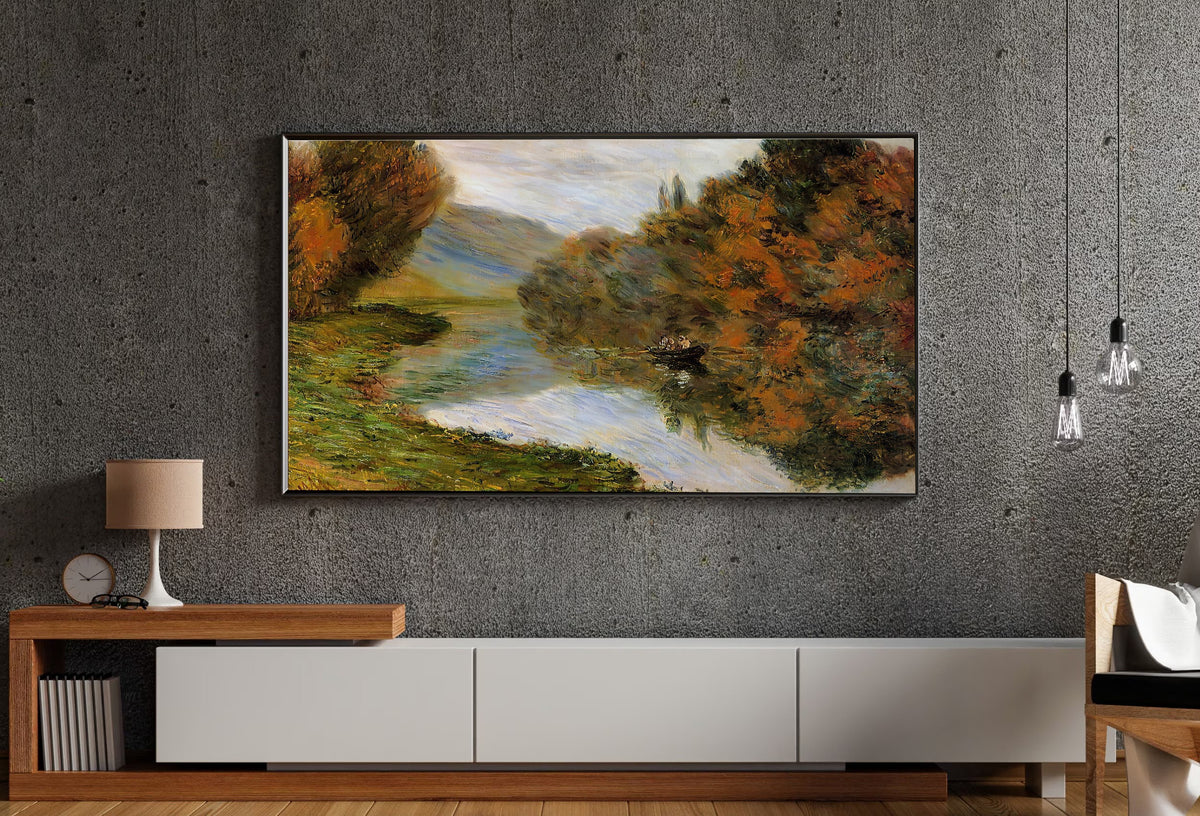 Samsung Frame TV Art 4K - Boat on the Seine near Jeufosse - Famous Claude Monet