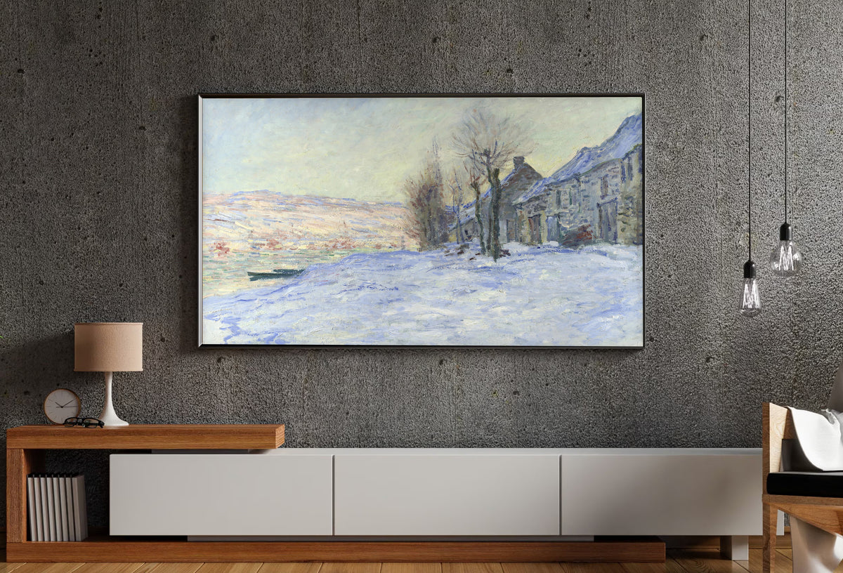 Samsung Frame TV Art 4K - Lavacourt Under Snow - Famous Claude Monet