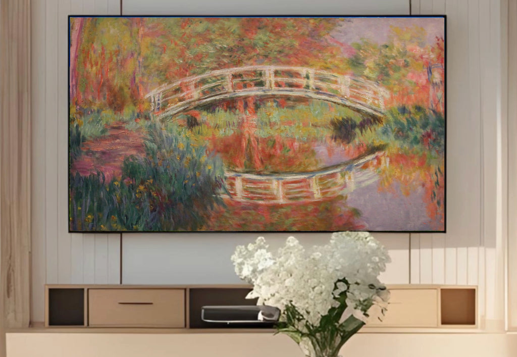 Samsung Frame TV Art 4K - Japanese Footbridge Giverny - Famous Claude Monet