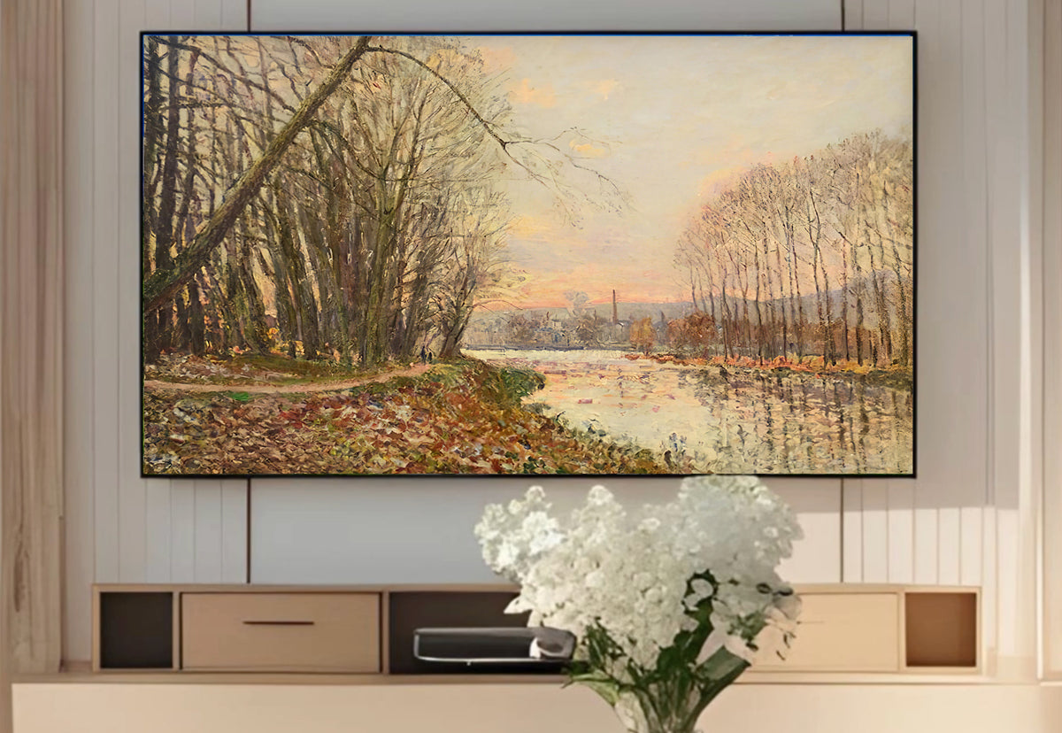 Samsung Frame TV Art 4K - The Seine at Saint Mammes Impressionist - Famous Alfred Sisley