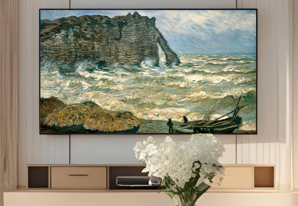 Samsung Frame TV Art 4K - Etretat Rough sea - Famous Claude Monet