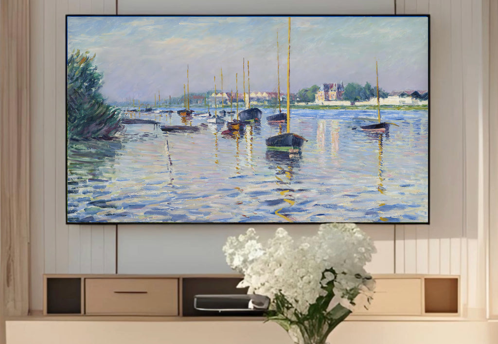 Samsung Frame TV Art 4K - Boats Moored on the Seine at Argenteuil - Famous Gustave Caillebotte
