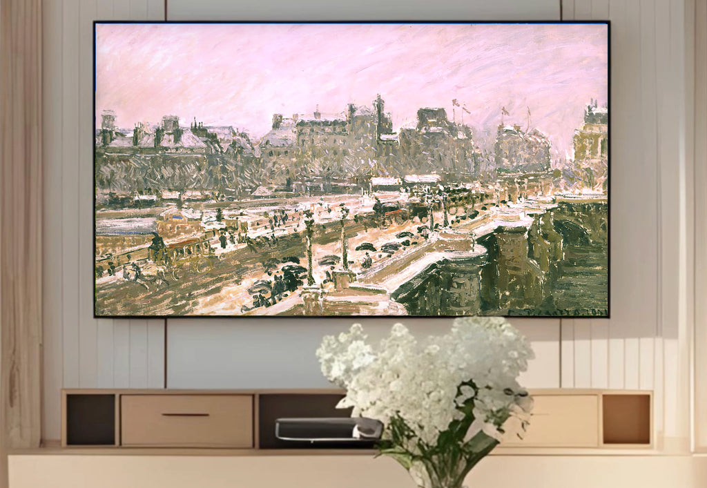 Samsung Frame TV Art 4K - Pissarro-The Pont Neuf Snow Effect - Famous Camille Pissarro