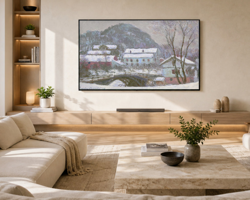 Samsung Frame TV Art 4K - Sandviken Norway Snow Effect - Famous Claude Monet