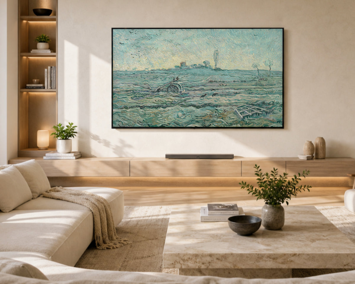 Samsung Frame TV Art 4K - Snow Covered Field with a Harrow (after Millet) - Famous Vincent van Gogh