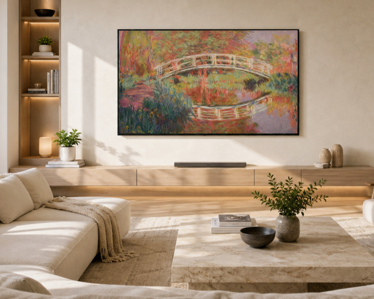 Samsung Frame TV Art 4K - Japanese Footbridge Giverny - Famous Claude Monet