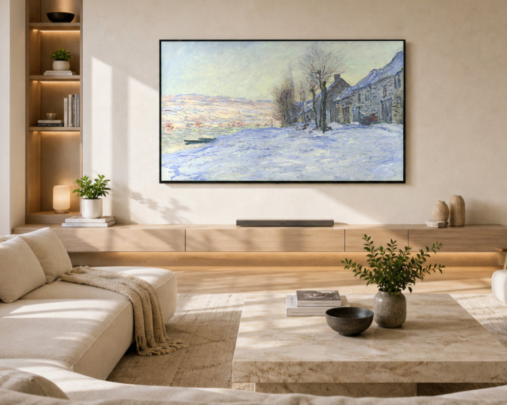 Samsung Frame TV Art 4K - Lavacourt Under Snow - Famous Claude Monet
