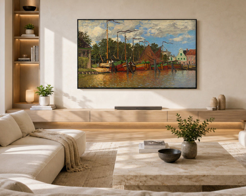 Samsung Frame TV Art 4K - Boats at Zaandam - Famous Claude Monet