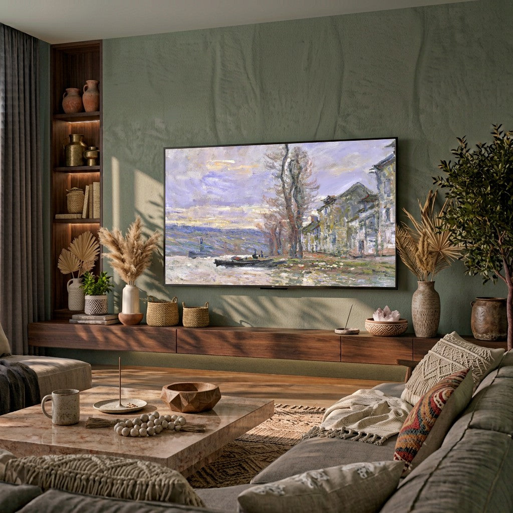 Samsung Frame TV Art 4K - River at Lavacourt Monet - Famous Claude Monet