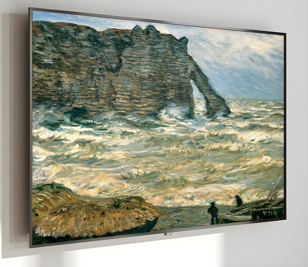 Samsung Frame TV Art 4K - Etretat Rough sea - Famous Claude Monet
