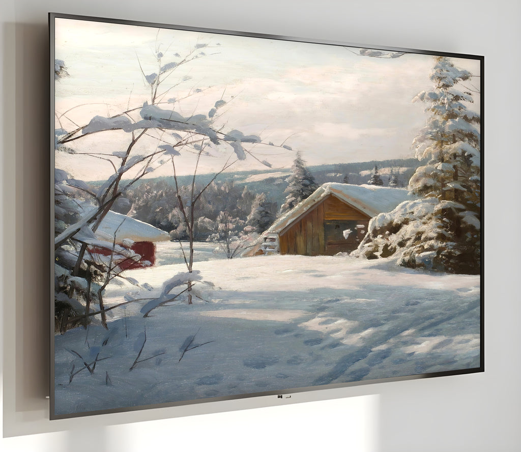 Samsung Frame TV Art 4K - Sunlit Winter Landscape - Famous Peder Mønsted