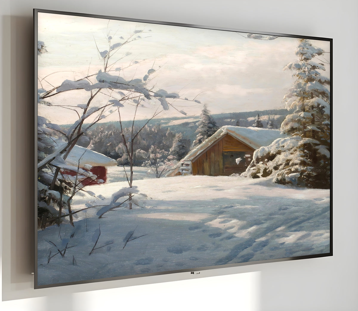 Samsung Frame TV Art 4K - Sunlit Winter Landscape - Famous Peder Mønsted