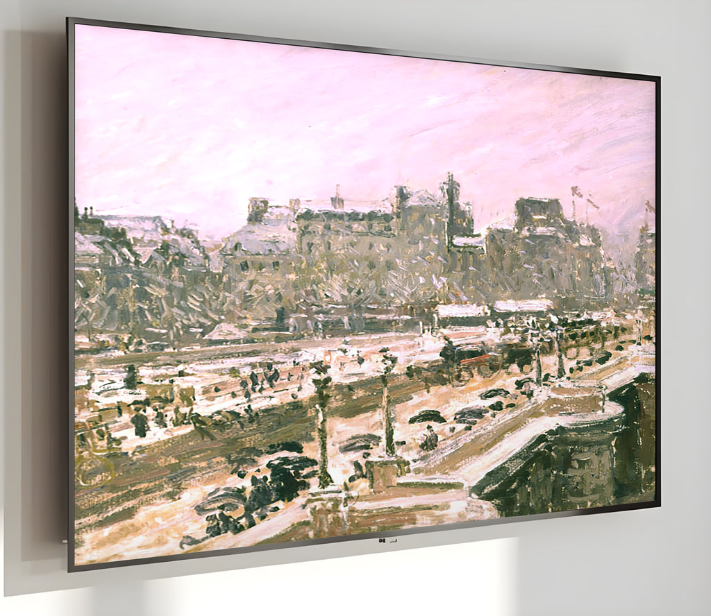 Samsung Frame TV Art 4K - Pissarro-The Pont Neuf Snow Effect - Famous Camille Pissarro