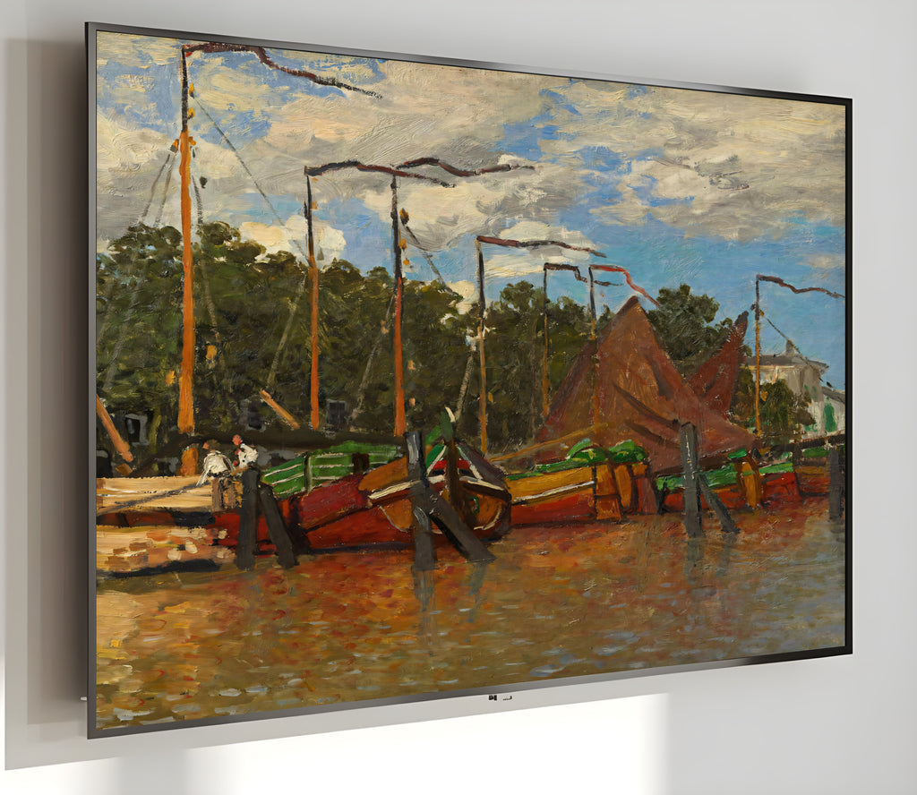 Samsung Frame TV Art 4K - Boats at Zaandam - Famous Claude Monet
