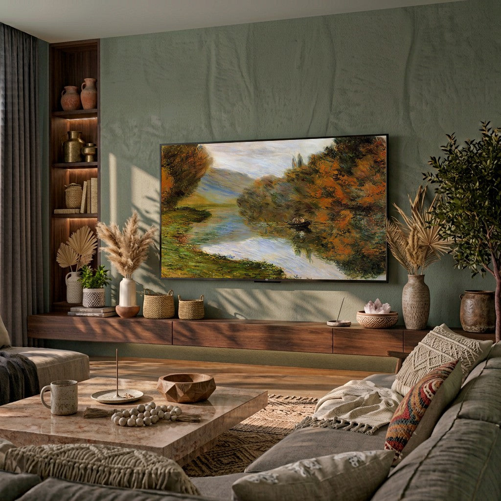 Samsung Frame TV Art 4K - Boat on the Seine near Jeufosse - Famous Claude Monet