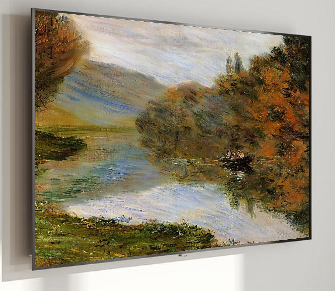 Samsung Frame TV Art 4K - Boat on the Seine near Jeufosse - Famous Claude Monet
