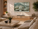 Samsung Frame TV Art 4K - Sandvika Village in the Snow - Famous Claude Monet