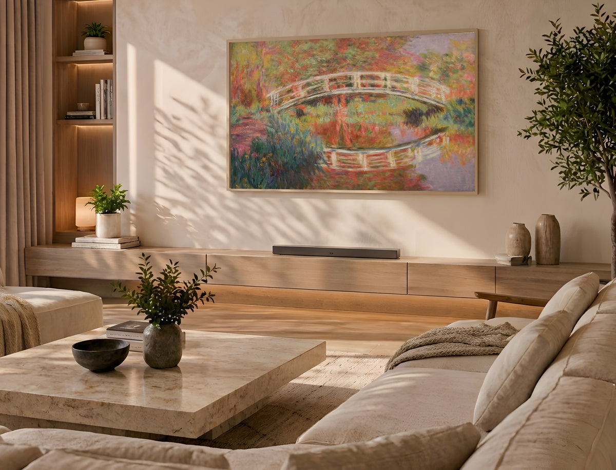 Samsung Frame TV Art 4K - Japanese Footbridge Giverny - Famous Claude Monet