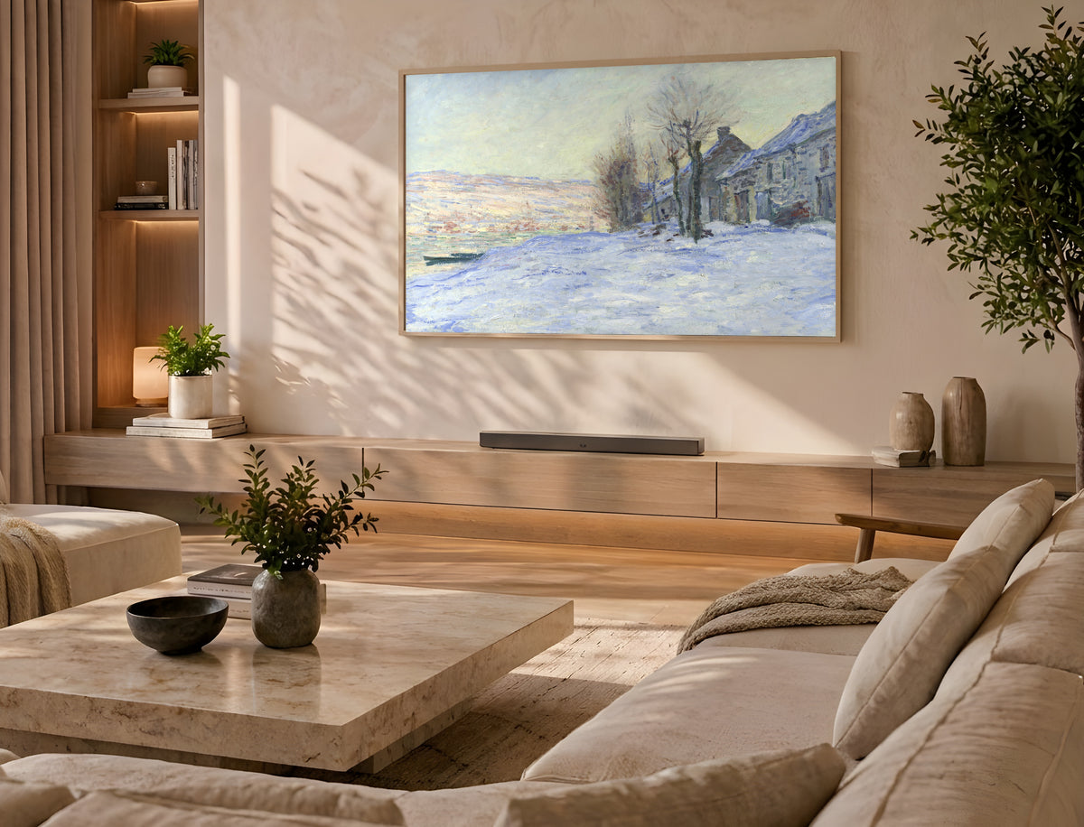 Samsung Frame TV Art 4K - Lavacourt Under Snow - Famous Claude Monet