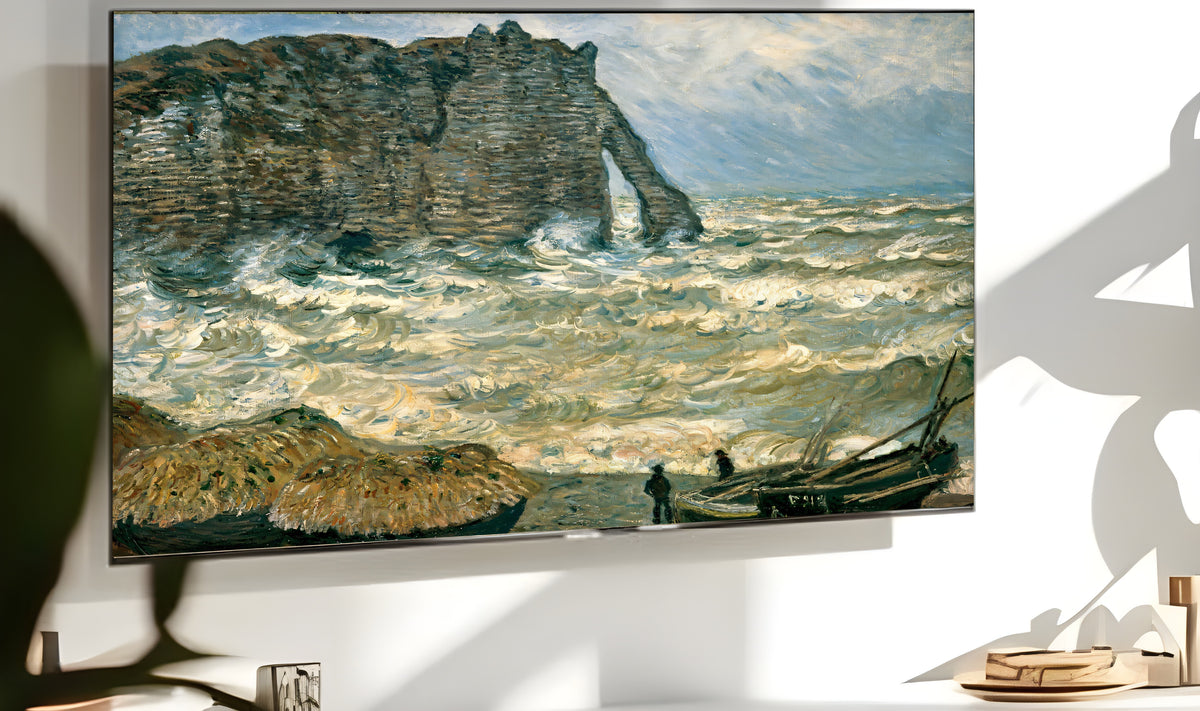 Samsung Frame TV Art 4K - Etretat Rough sea - Famous Claude Monet