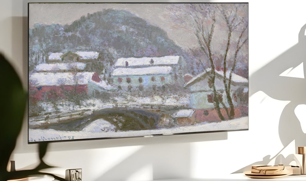 Samsung Frame TV Art 4K - Sandviken Norway Snow Effect - Famous Claude Monet