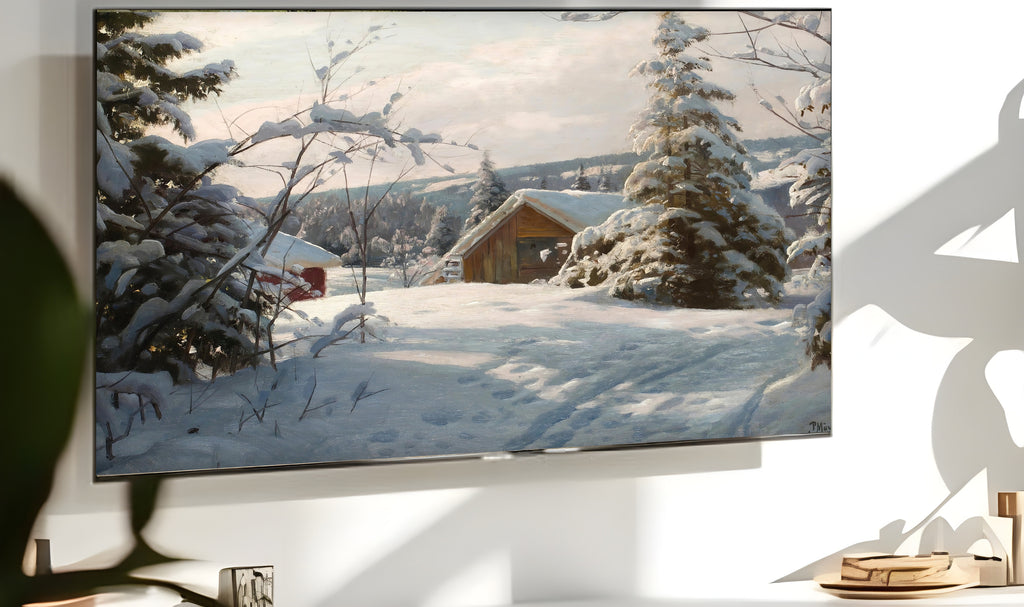 Samsung Frame TV Art 4K - Sunlit Winter Landscape - Famous Peder Mønsted