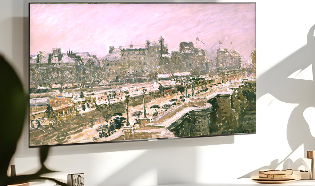 Samsung Frame TV Art 4K - Pissarro-The Pont Neuf Snow Effect - Famous Camille Pissarro
