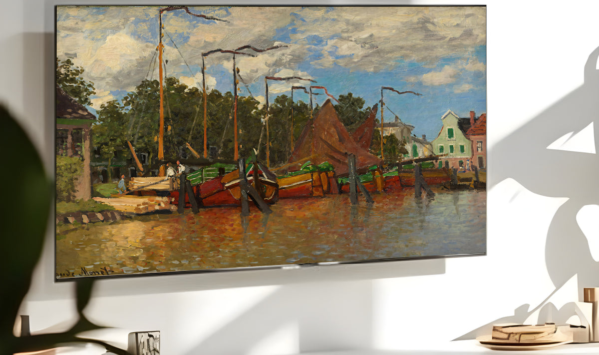 Samsung Frame TV Art 4K - Boats at Zaandam - Famous Claude Monet