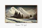 Samsung Frame TV Art 4K Mountain Landscape Winter Oil Painting. Instant Download Rustic Winter Landscape Art for Frame TV. Nature Art for TV