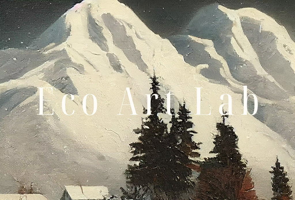 Samsung Frame TV Art 4K Mountain Landscape Winter Oil Painting. Instant Download Rustic Winter Landscape Art for Frame TV. Nature Art for TV