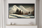 Samsung Frame TV Art 4K Mountain Landscape Winter Oil Painting. Instant Download Rustic Winter Landscape Art for Frame TV. Nature Art for TV
