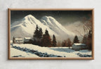 Samsung Frame TV Art 4K Mountain Landscape Winter Oil Painting. Instant Download Rustic Winter Landscape Art for Frame TV. Nature Art for TV