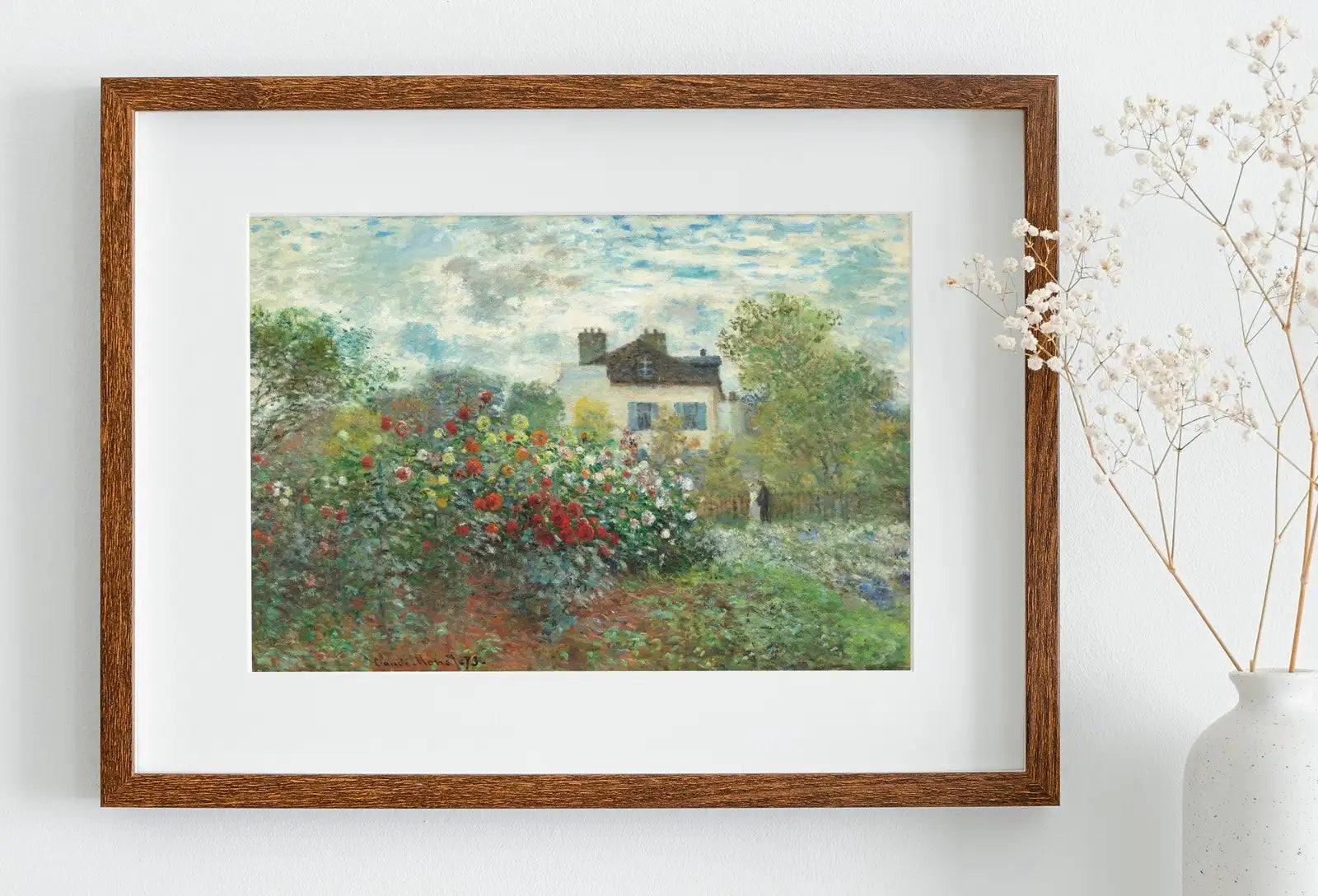 Jardin avec des dahlias - Claude Monet. Décoration murale vintage. Impression botanique Monet imprimable pour le mur. Décoration vintage.