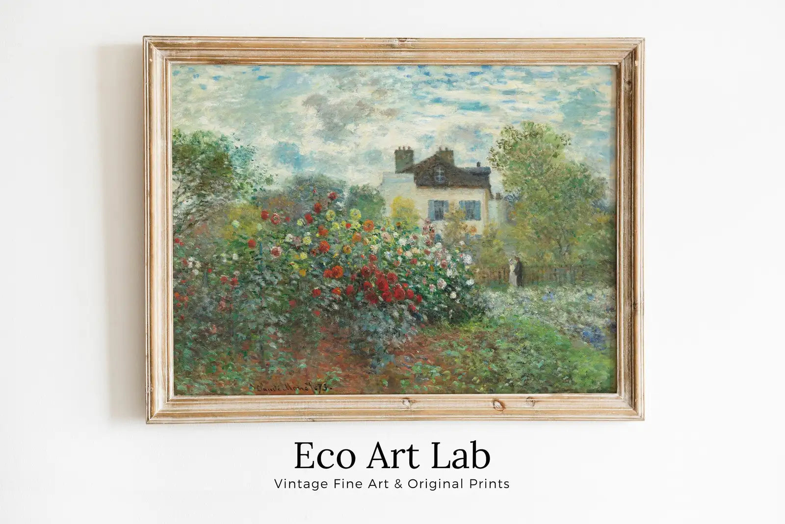 Jardin avec des dahlias - Claude Monet. Décoration murale vintage. Impression botanique Monet imprimable pour le mur. Décoration vintage.