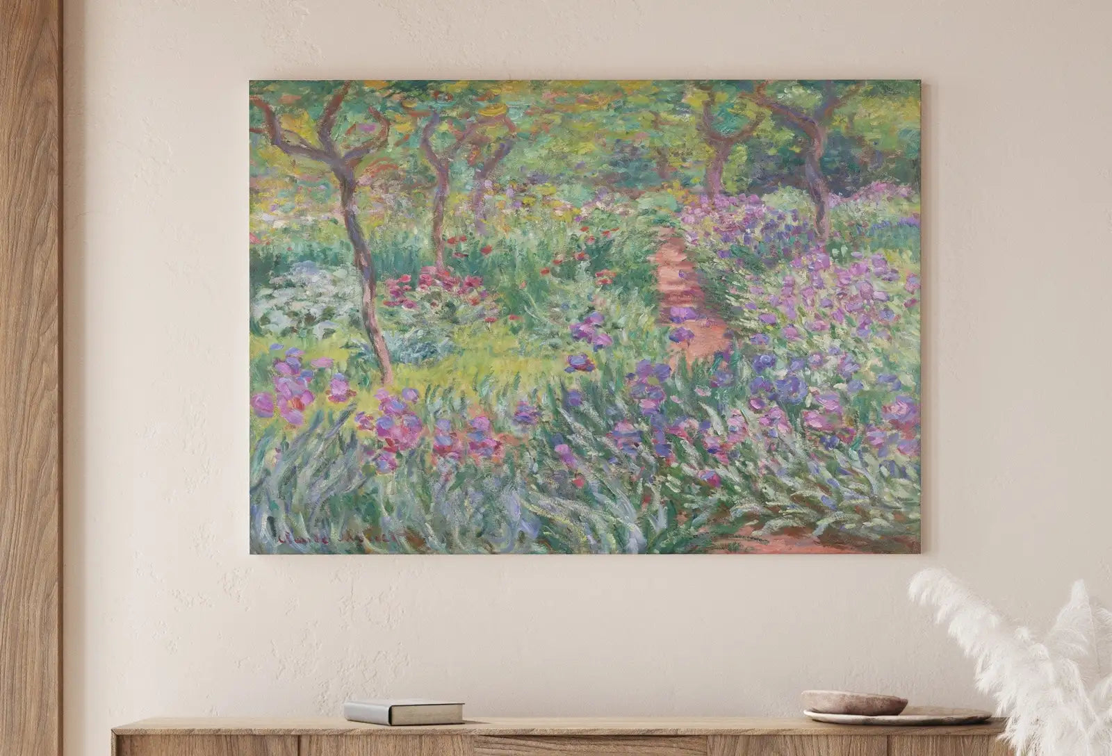 Jardin avec des iris - Peinture célèbre de Claude Monet. Téléchargement instantané pour la décoration vintage. Impression murale de botanique Monet. Décoration florale vintage.