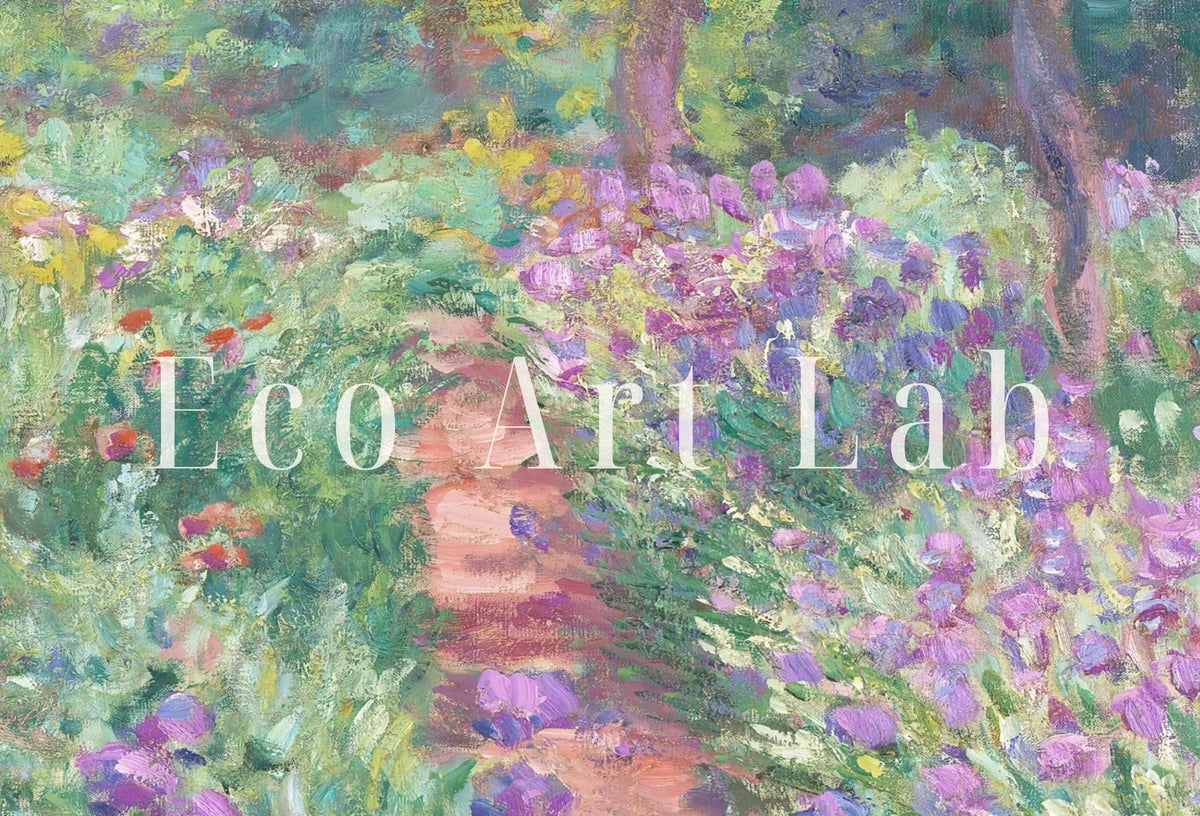 Jardin avec des iris - Peinture célèbre de Claude Monet. Téléchargement instantané pour la décoration vintage. Impression murale de botanique Monet. Décoration florale vintage.
