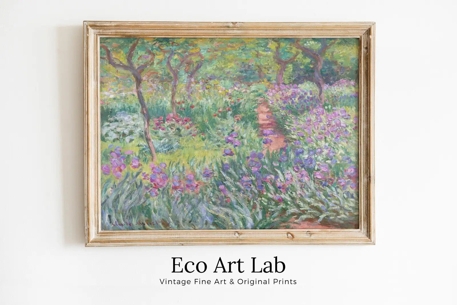 Jardin avec des iris - Peinture célèbre de Claude Monet. Téléchargement instantané pour la décoration vintage. Impression murale de botanique Monet. Décoration florale vintage.