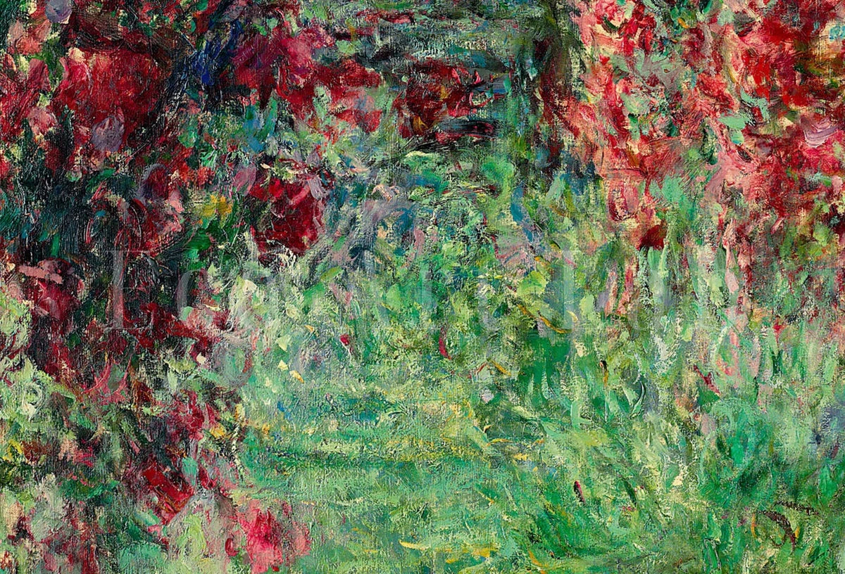 Jardin avec des roses, célèbre peinture de Claude Monet, décoration vintage à télécharger instantanément, impression botanique de Monet, art mural vertical